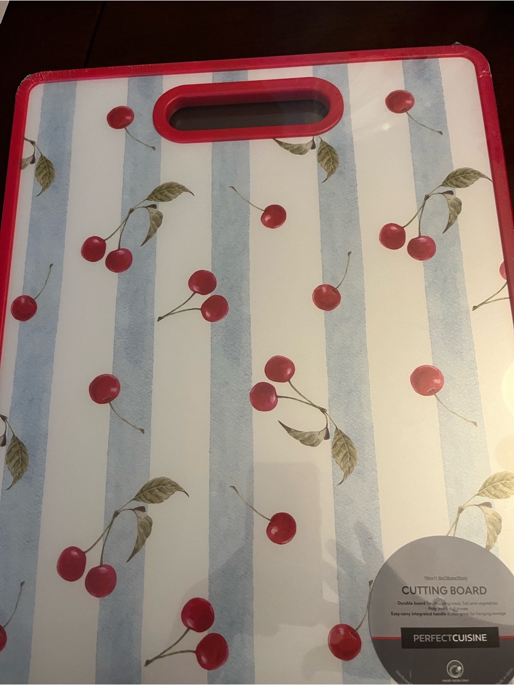 Perfect Cuisine Red Cherry Pattern Cutting Board